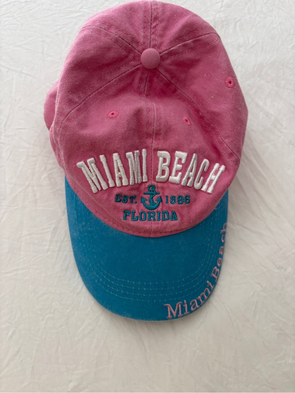 Miami Beach Two-Tone Pink & Blue Baseball Cap